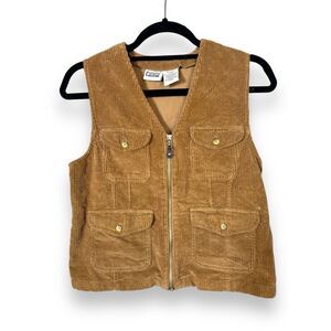 90’s Vintage Corduroy Zip Up Vest Petite Small